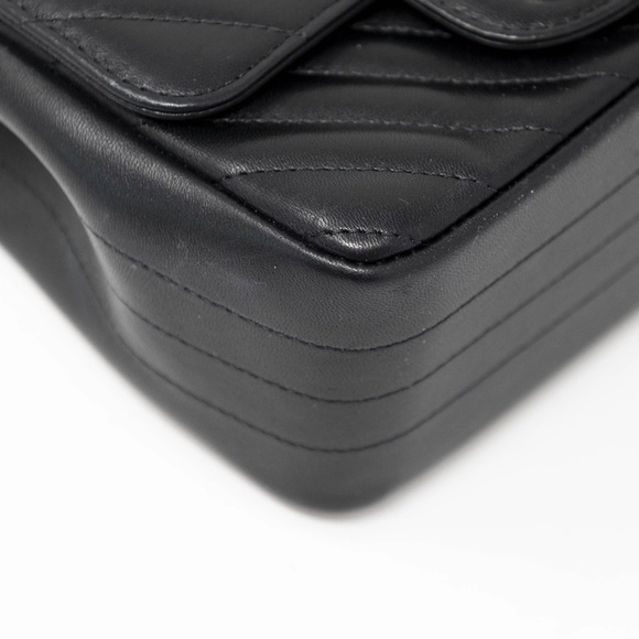 Chanel Lambskin Chevron Square Mini Flap Bag Black SHW - Picture 6 of 15